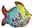 Casablanca Figur Bunte Poly Fisch Street Art Skulptur, seitliche Perspektive