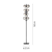 LED-staande lamp met meerdere bolvormige lampen, hoogte 160 cm, diameter 22 cm, vooraanzicht
