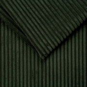 Nahaufnahme eines dunkelgrünen, gerippten Stoffes in diagonaler Perspektive.