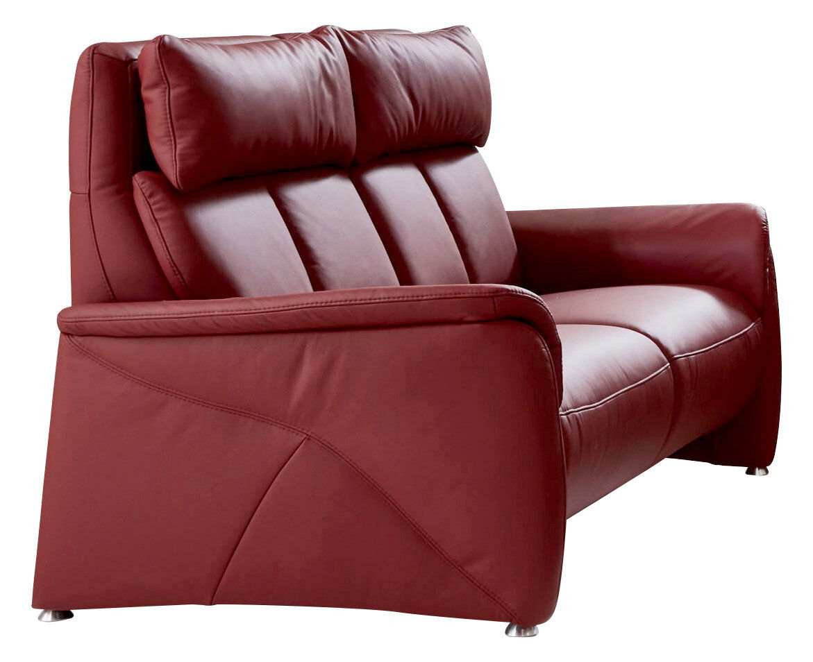 Cantus Sofa 2er RAPHAEL Rotes 2-Sitzer-Sofa aus Leder, seitliche Perspektive