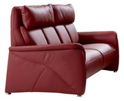 Rotes 2-Sitzer-Sofa aus Leder, seitliche Perspektive