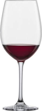 Burgunder Rotweinglas Classico, gefüllt mit Rotwein, in Frontalansicht