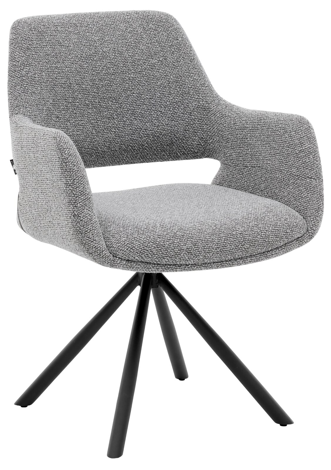 Musterring Fauteuil MR TARIO Grijze fauteuil met een modern ontwerp, gestoffeerde zitting en zwart metalen frame, zijaanzicht
