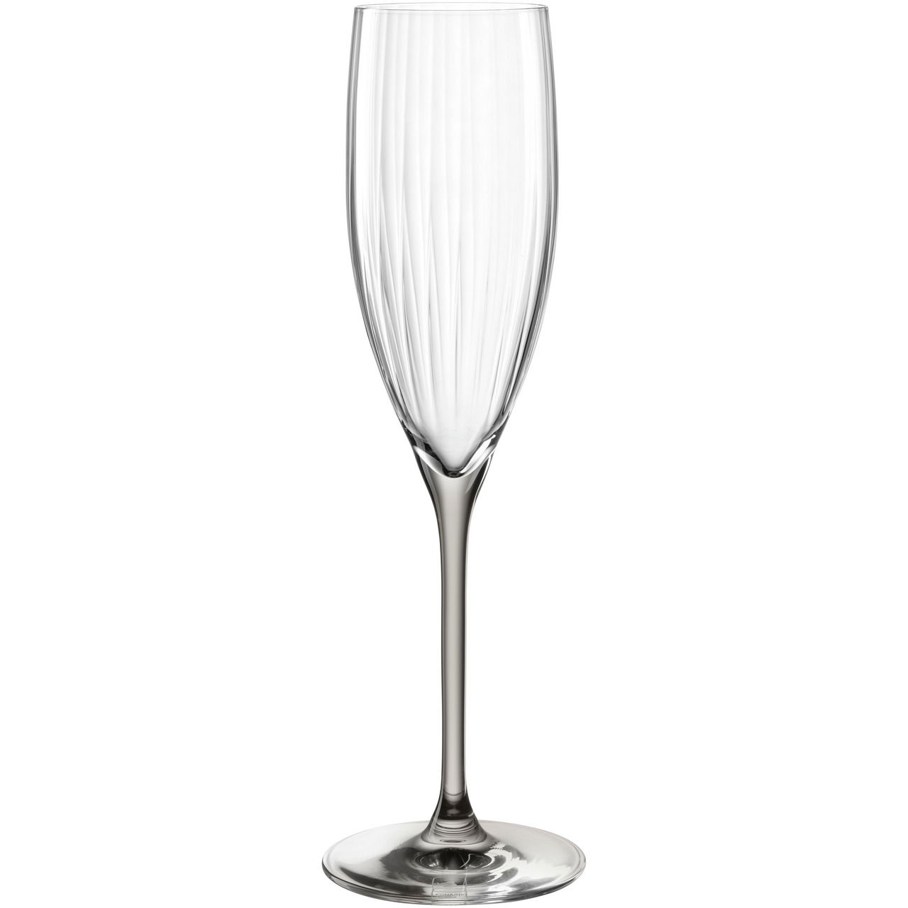 Elegantes Sektglas POESIA in Grau mit 250ml Fassungsvermögen, frontal abgebildet.