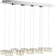 Moderne Hängeleuchte mit mehreren Kristalllampenschirmen, seitliche Perspektive