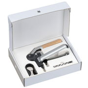 Hebelkorkenzieher-Set von WMF in geöffneter Verpackung, Ansicht von oben