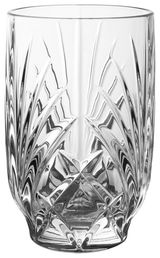 Kristallglas Becher mit facettiertem Design, frontal fotografiert