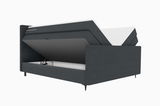 Boxspringbett mit geöffnetem Stauraum, seitliche Perspektive