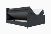 Boxspringbett mit geöffnetem Stauraum, seitliche Perspektive