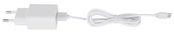 Weißes USB-Ladegerät mit Kabel, seitliche Ansicht
