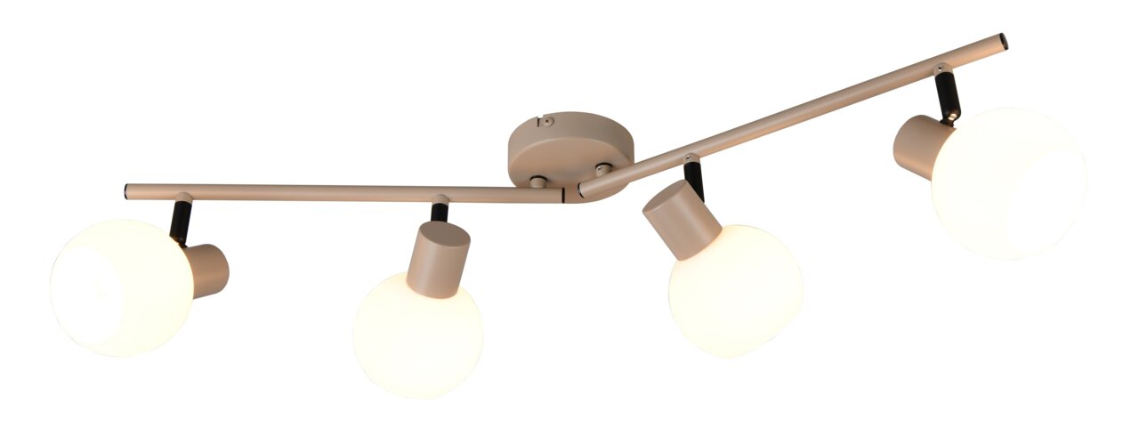 Deckenstrahler mit vier verstellbaren Leuchten, seitliche Perspektive