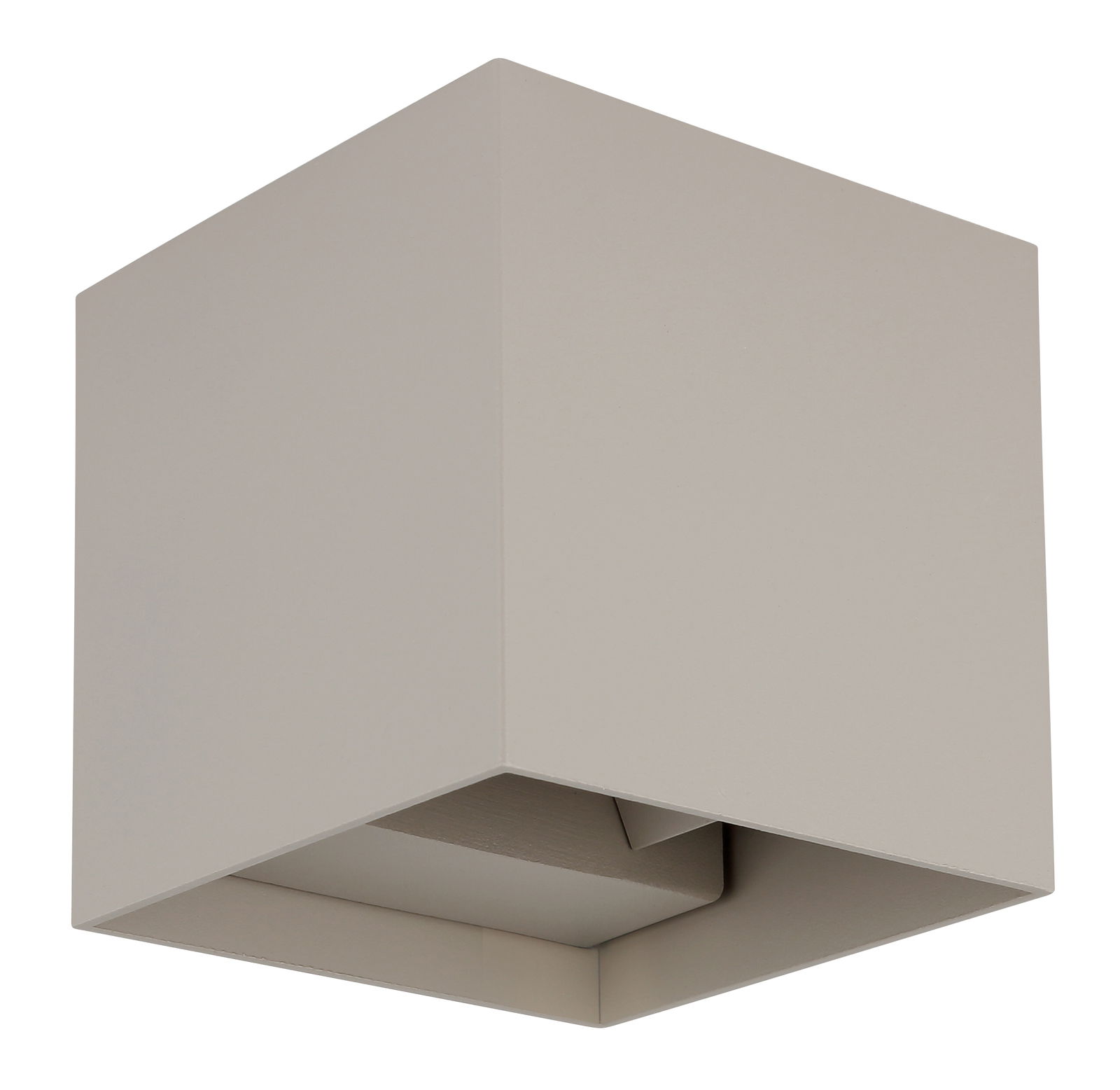 Moderne, kubische Außen-Wandleuchte in seitlicher Perspektive