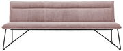Rosa Sitzbank mit Metallbeinen, Vorderansicht