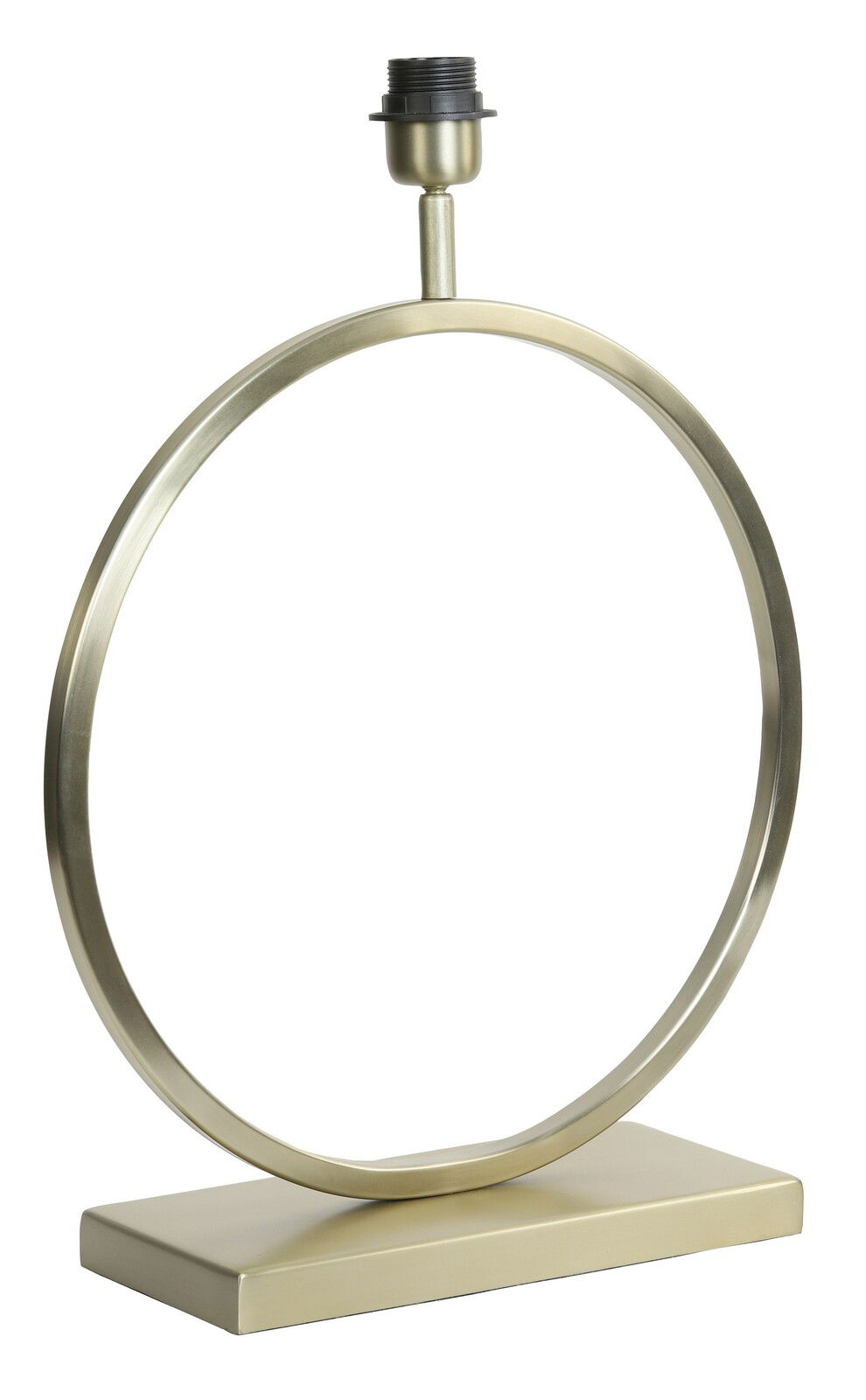 Moderner Lampenfuß LIVA in goldener Ringform, seitliche Perspektive