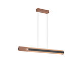 Moderne Pendelleuchte in Kupferoptik, seitliche Perspektive