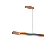 Moderne Pendelleuchte in Kupferoptik, seitliche Perspektive