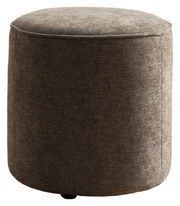 Rundhocker klein in braunem Stoff, seitliche Perspektive