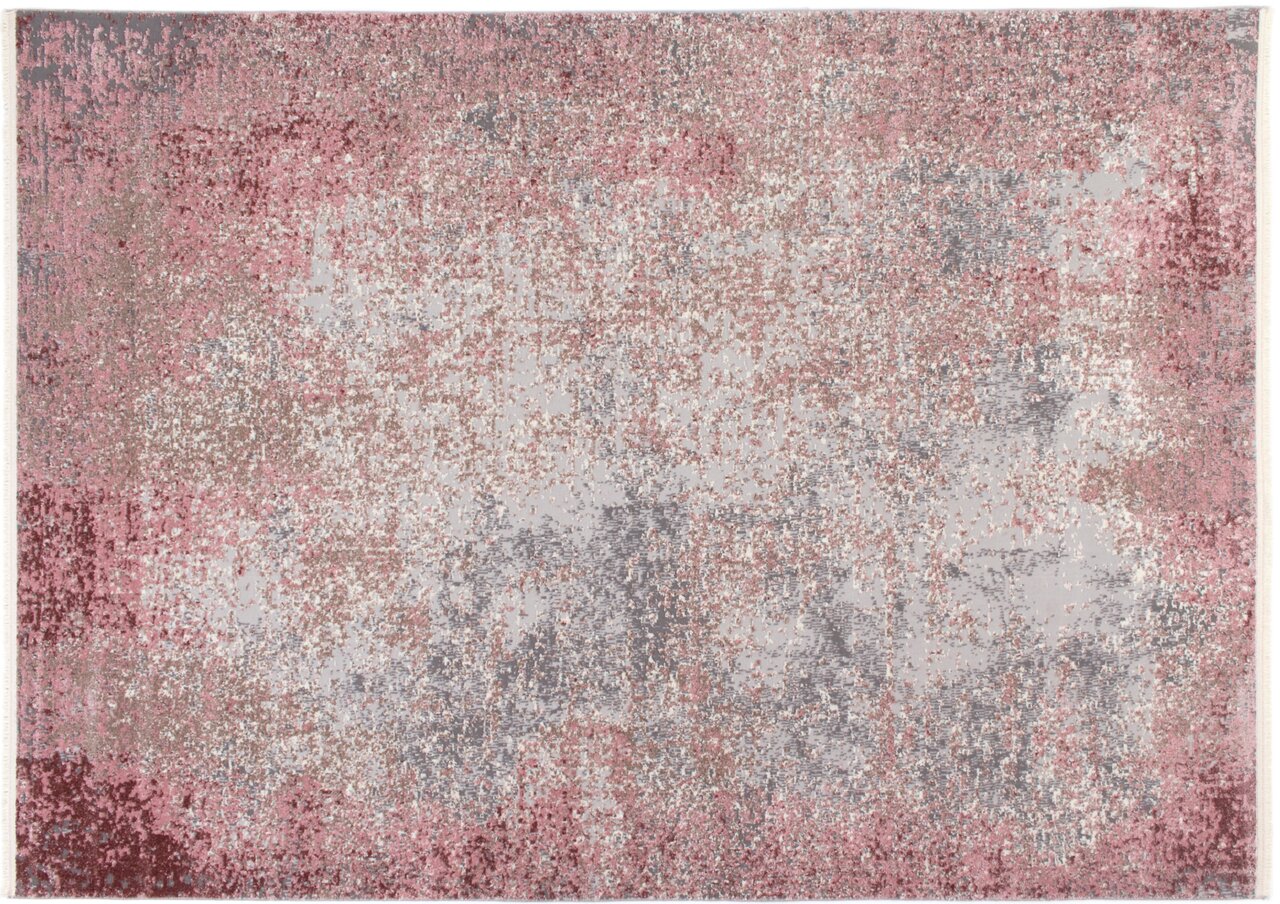 Designer Teppich in Rosa- und Grautönen mit abstraktem Muster, Draufsicht