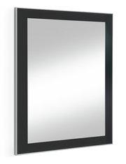 Moderner rechteckiger Spiegel mit schwarzem Rahmen, seitliche Perspektive