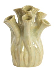 Keramikvase mit mehreren Röhren in organischer Form, seitliche Perspektive