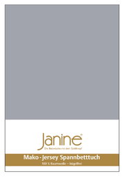 Graues Jersey-Spannbetttuch von Janine, 100x200cm, aus 100% Baumwolle, bügelfrei, Vorderansicht.