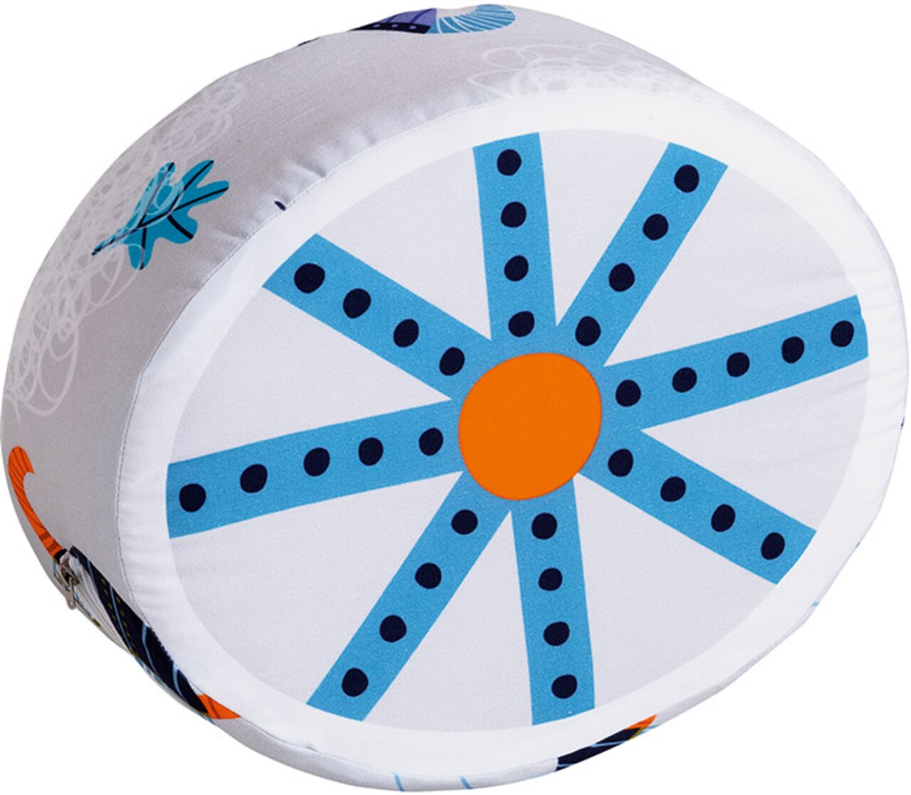 Paidi Steckkissen STEN Rundes Steckkissen mit buntem Muster, seitliche Perspektive