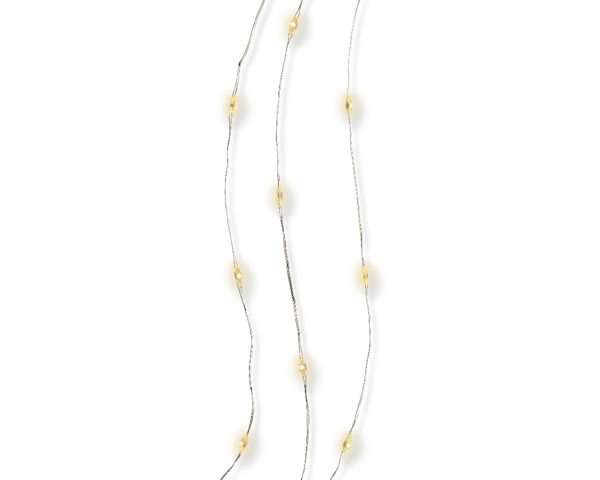 Draufsicht auf eine Micro LED Lichterkette mit warmweißen Lichtern