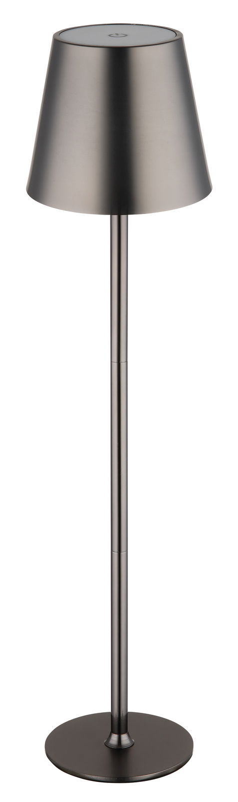 Moderne Tischleuchte VANNIE in Metalloptik, seitliche Perspektive