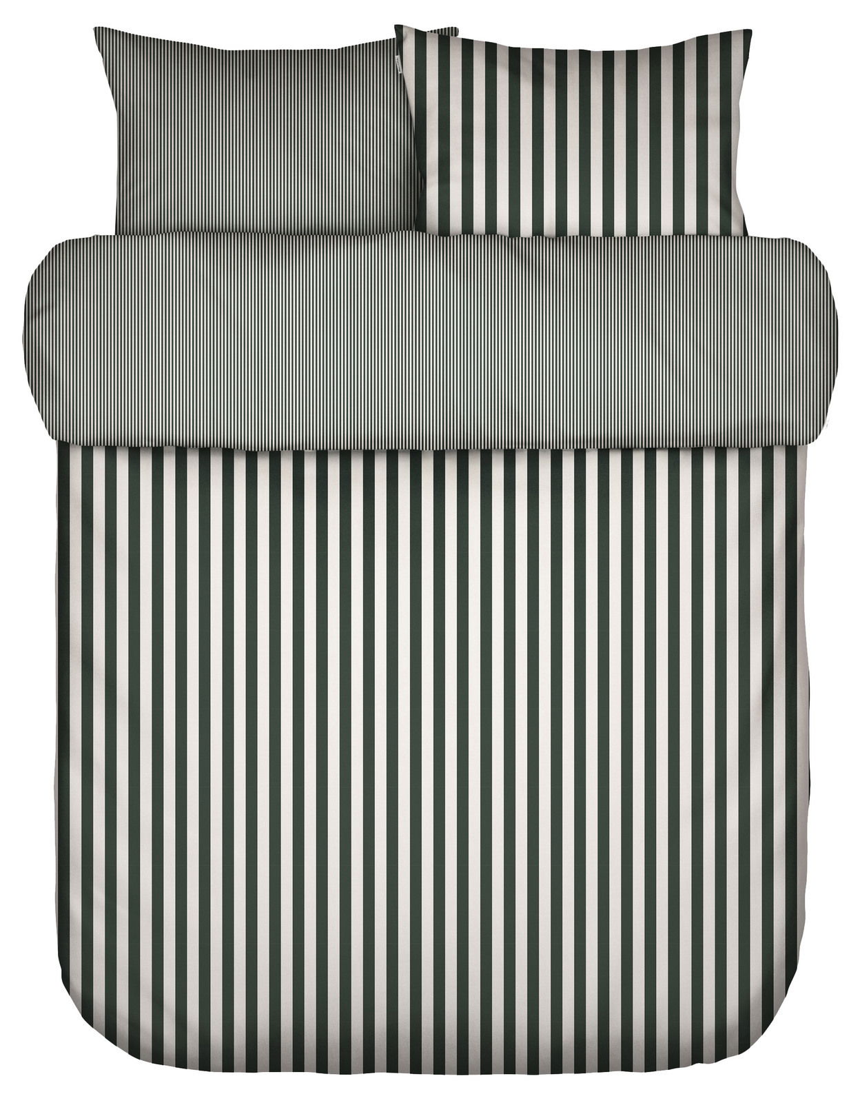 Bettwäsche-Set mit schwarz-weißen Streifen, Draufsicht