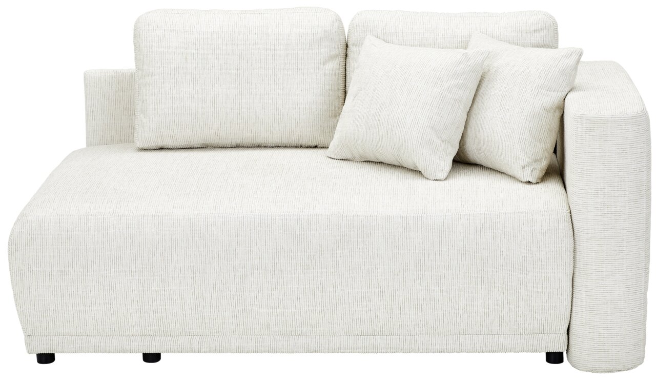 Helle Recamiere mit zwei Rückenkissen und einem Armlehnenkissen, seitliche Perspektive