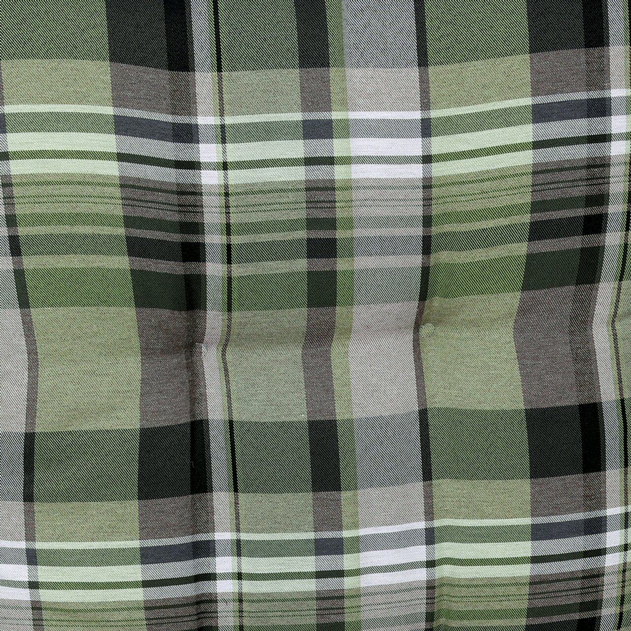 Grün kariertes Sesselpolster in Nahaufnahme