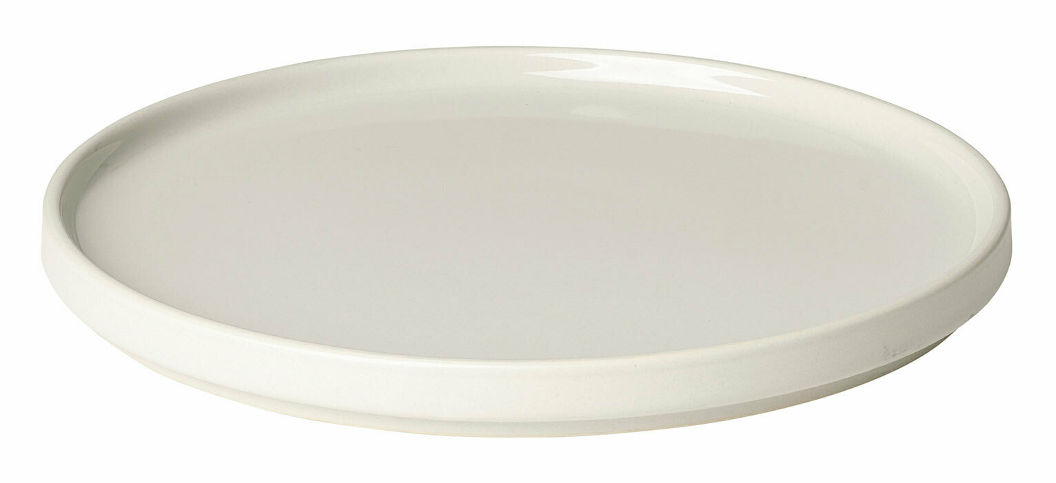 Dessertteller PILAR Moonbeam in Seitenansicht, schlichtes Design in hellem Farbton