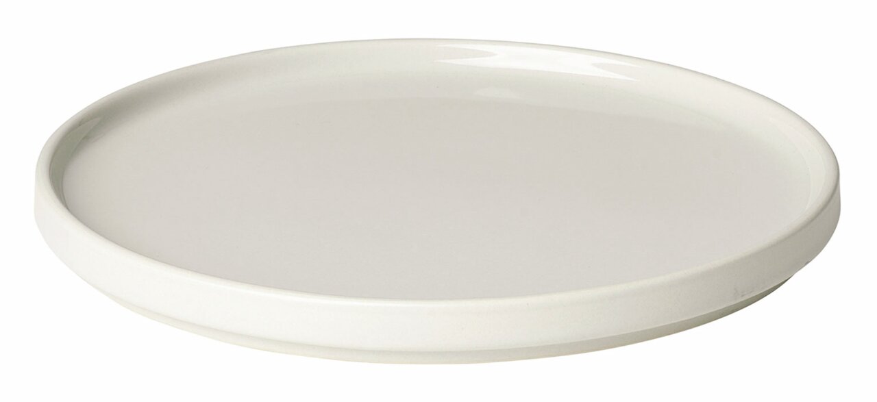 Dessertteller PILAR Moonbeam in Seitenansicht, schlichtes Design in hellem Farbton