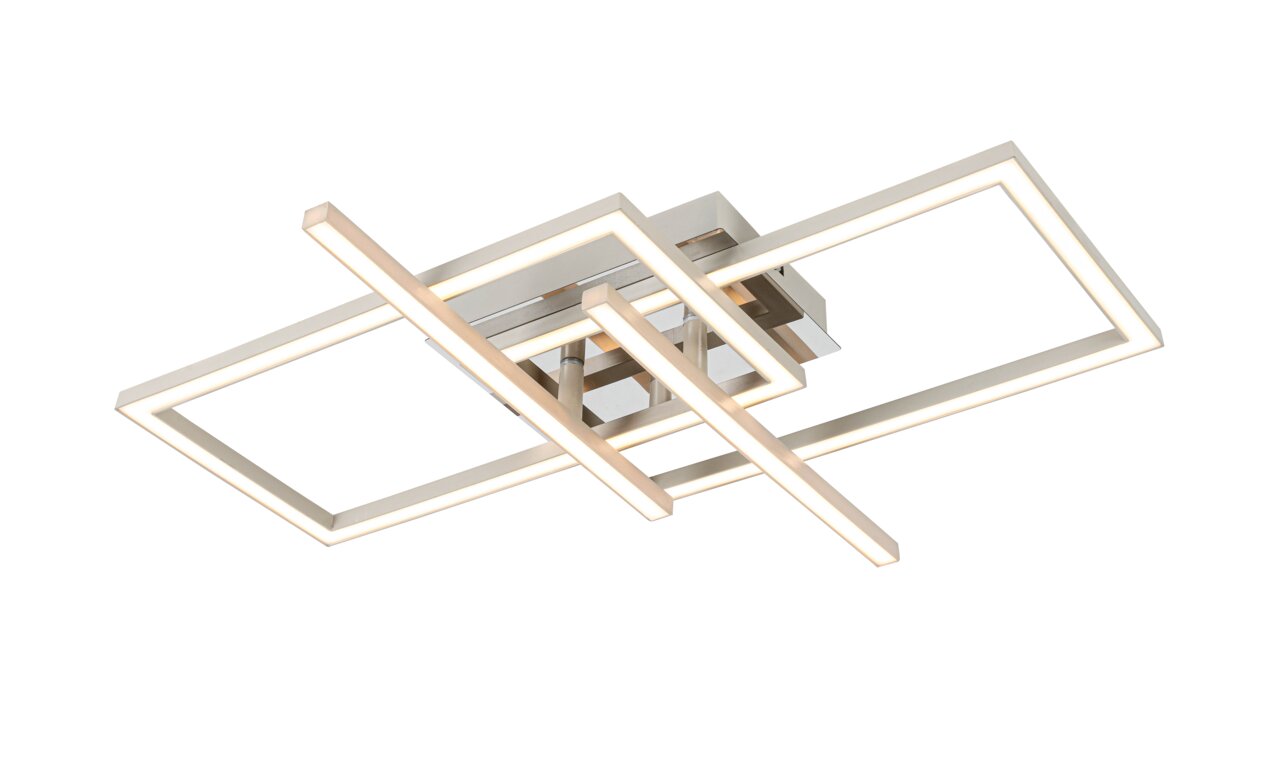 Moderne LED-Deckenleuchte mit geometrischem Design, seitliche Perspektive