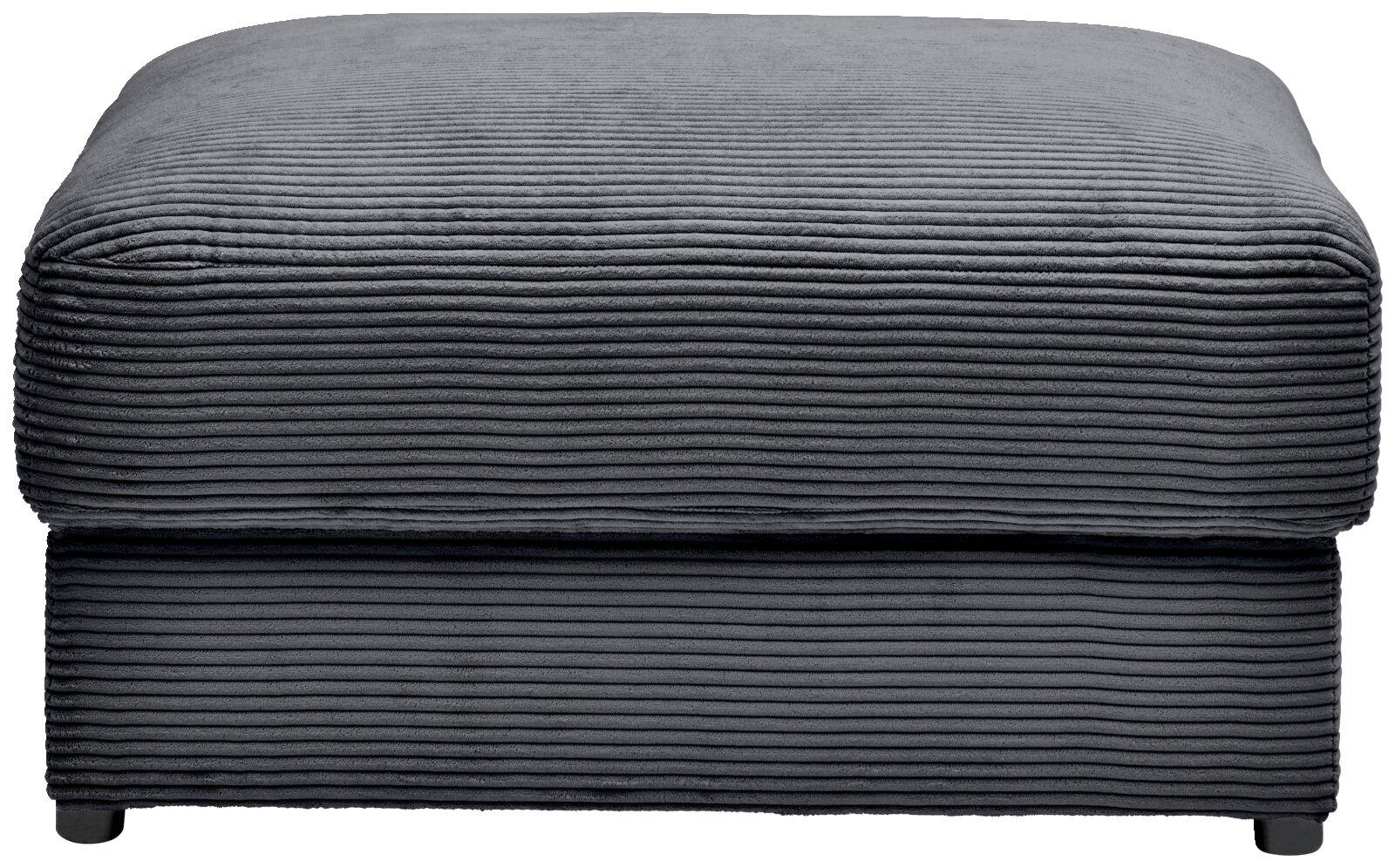 Grauer Hocker mit gerippter Textur, Vorderansicht
