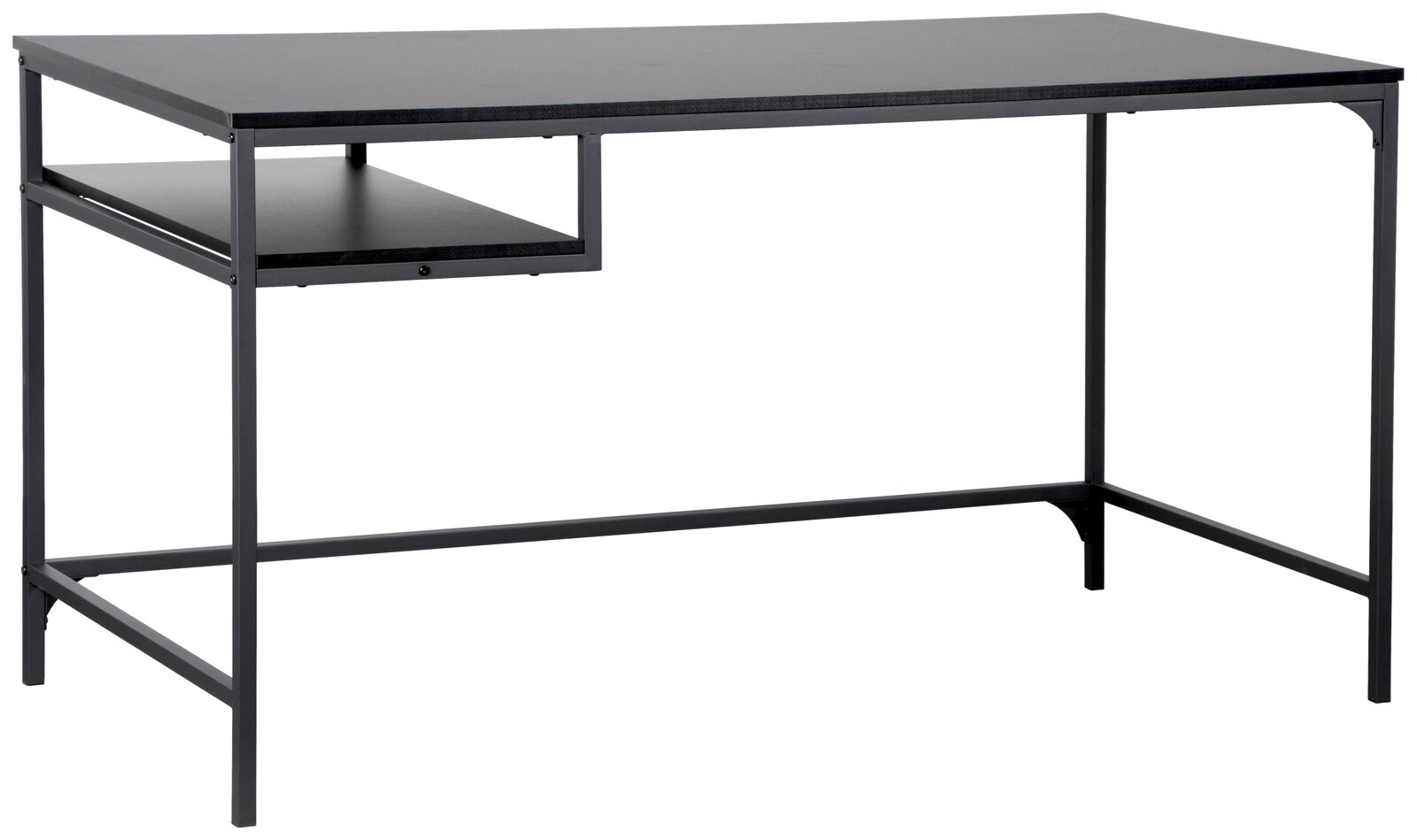 Carryhome Schreibtisch CÄSAR Moderner Schreibtisch mit schwarzem Metallgestell und rechteckiger Tischplatte, seitliche Perspektive