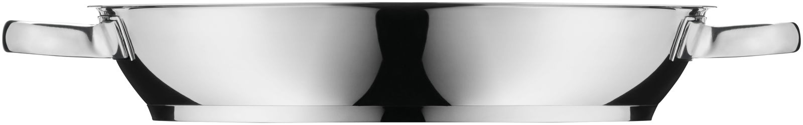 Edelstahl-Servierpfanne mit zwei Griffen, Seitenansicht
