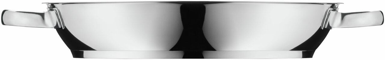 Edelstahl-Servierpfanne mit zwei Griffen, Seitenansicht