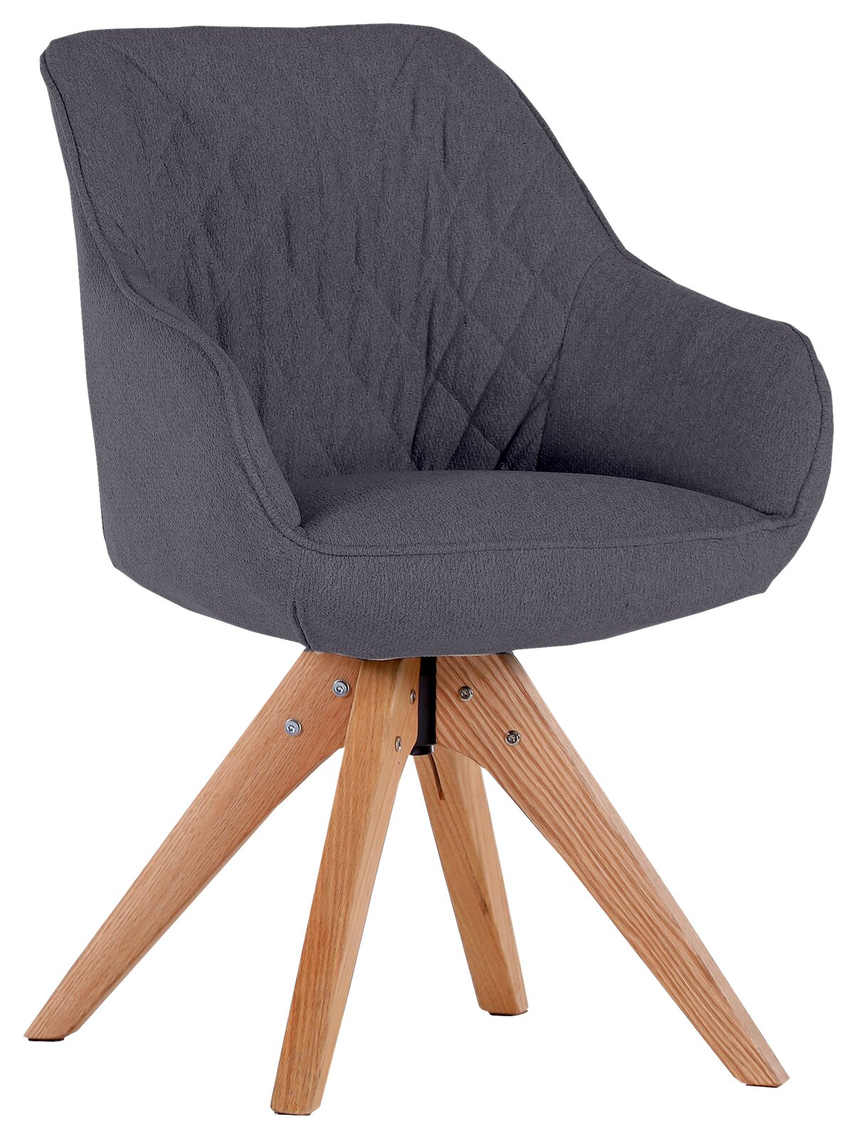 Landscape Armlehnstuhl COOL BEACH CLUB Grauer Armlehnstuhl mit gepolsterter Sitzfläche und Rückenlehne, auf einem Holzgestell mit vier Beinen. Seitliche Perspektive.