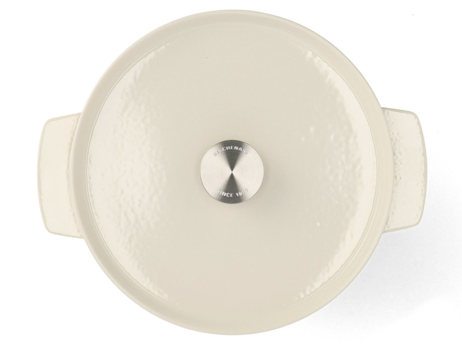 Gusseisen Bräter 26cm in Mandel-Farbe, Draufsicht