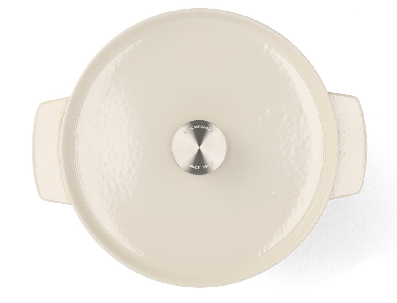 Gusseisen Bräter 26cm in Mandel-Farbe, Draufsicht