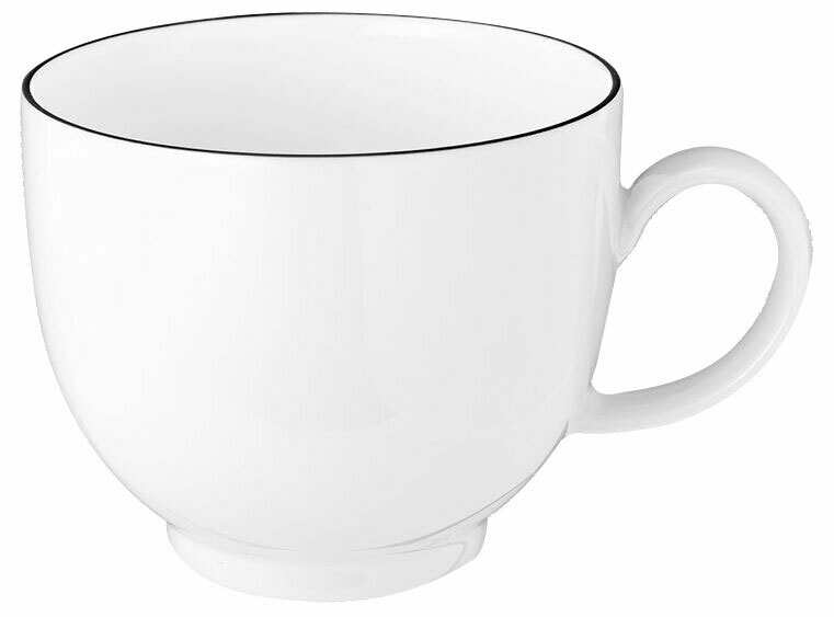 Seltmann Weiden Kaffeetasse Lido 0,22l LIDO Weiße Kaffeetasse Lido 0,22l mit schwarzem Rand, seitliche Perspektive