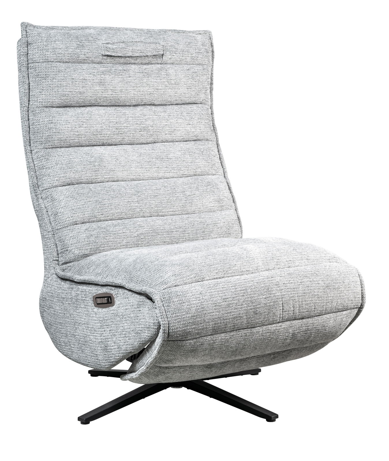 Graue Relaxliege mit modernem Design, seitliche Perspektive