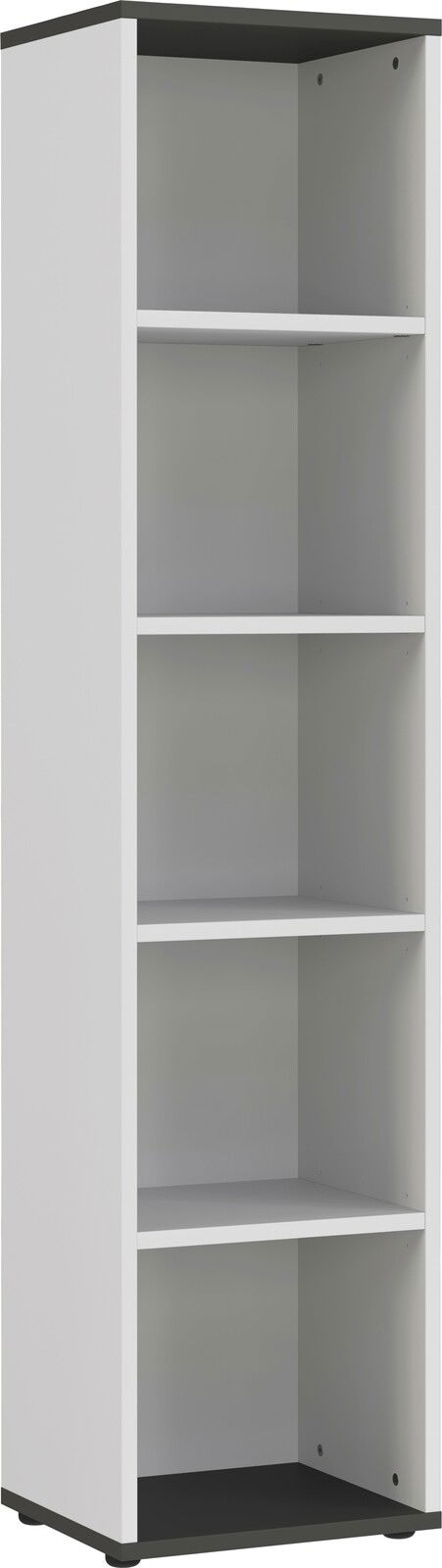 Novel Aktenregal 5OH schmal RENTON Schmales Aktenregal mit fünf offenen Fächern, seitliche Perspektive