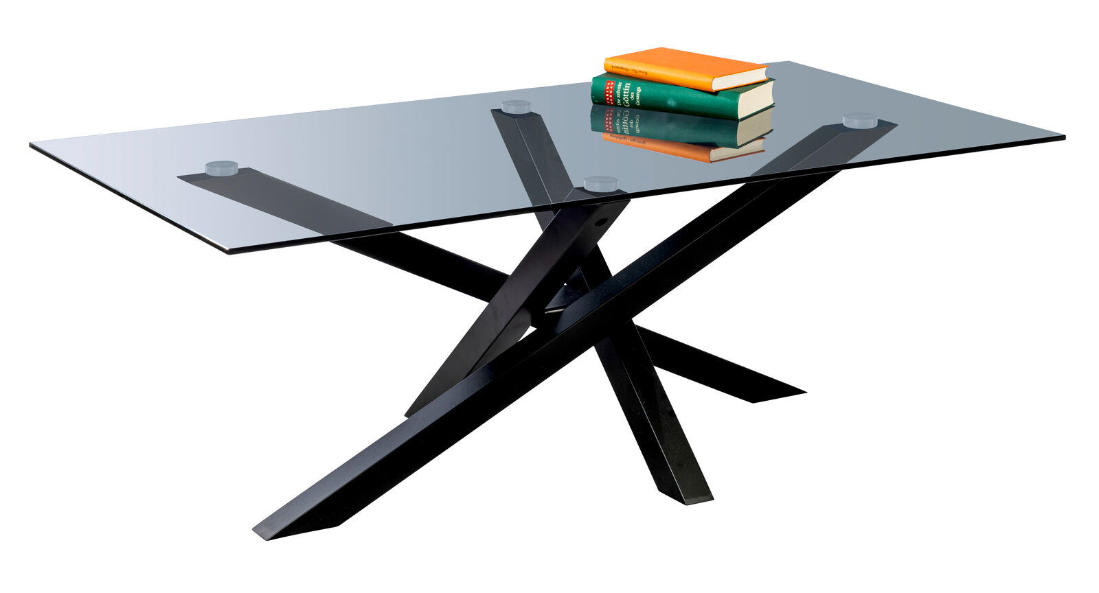 Z2 Couchtisch GABI Moderner Couchtisch mit Glasplatte und schwarzem Metallgestell, seitliche Perspektive.