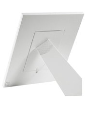 Rückansicht eines weißen Bilderrahmens 13x18 cm mit Aufsteller.