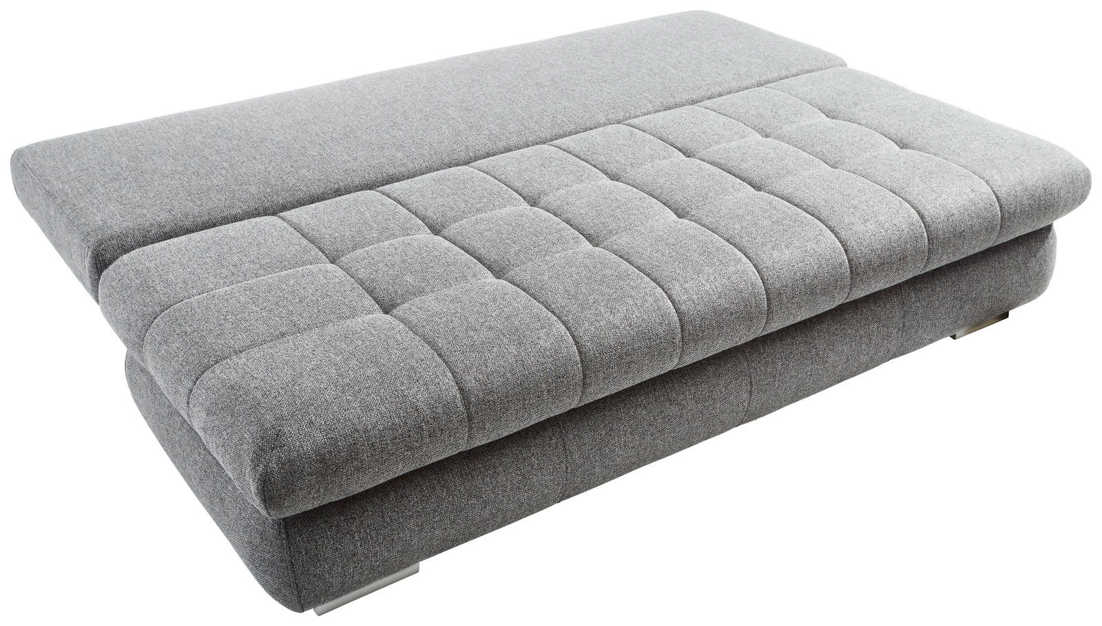 Ti´me Schlafsofa STELLA Graues Funktionssofa in Liegeposition, seitliche Perspektive