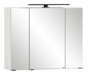 Moderner Spiegelschrank mit drei Türen und integrierter Beleuchtung, Frontalansicht