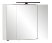 Moderner Spiegelschrank mit drei Türen und integrierter Beleuchtung, Frontalansicht