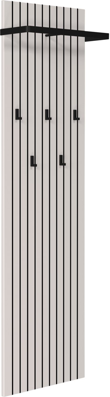 Voleo Garderobenpaneel UNIQUE Garderobenpaneel mit vertikalen schwarzen Streifen und mehreren Haken, seitliche Perspektive